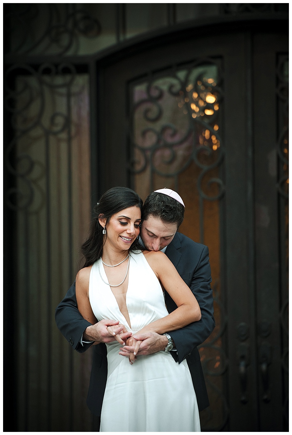 Jewish Bride and Groom posing for a portrait on their wedding day in Dunwoody Georgia.